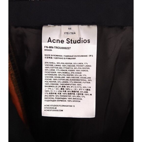 Acne Studios Straight Leg Linen Blend Trousers Size 44 US S Brown New - Picture 7 of 8